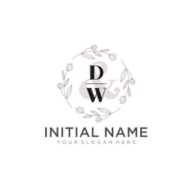 Floral Initial Logo DW with Botanical and Geometric Designs