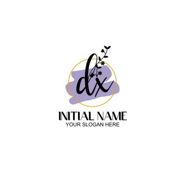 Floral Initial Logo DX with Botanical and Geometric Designs