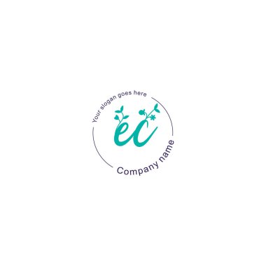Floral Initial Logo EC with Botanical and Geometric Designs