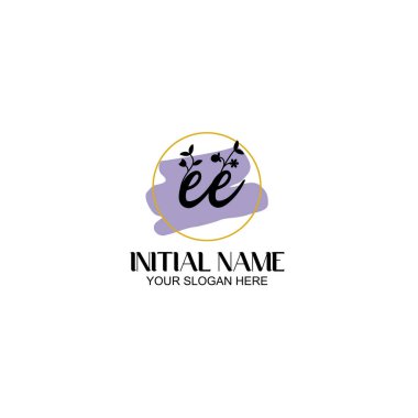 Floral Initial Logo EE with Botanical and Geometric Designs