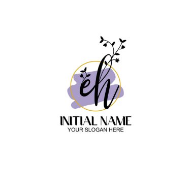 Floral Initial Logo EH with Botanical and Geometric Designs