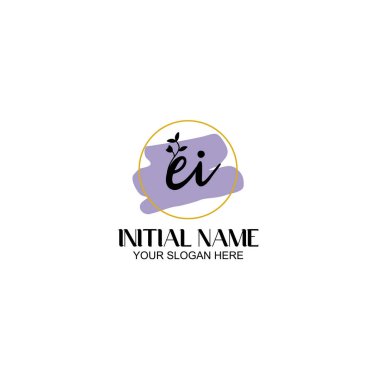 Floral Initial Logo EI with Botanical and Geometric Designs