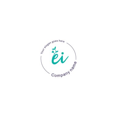 Floral Initial Logo EI with Botanical and Geometric Designs