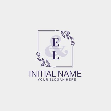 Floral Initial Logo EL with Botanical and Geometric Designs