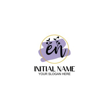Floral Initial Logo EN with Botanical and Geometric Designs