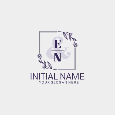 Floral Initial Logo EN with Botanical and Geometric Designs