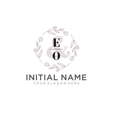 Floral Initial Logo EO with Botanical and Geometric Designs