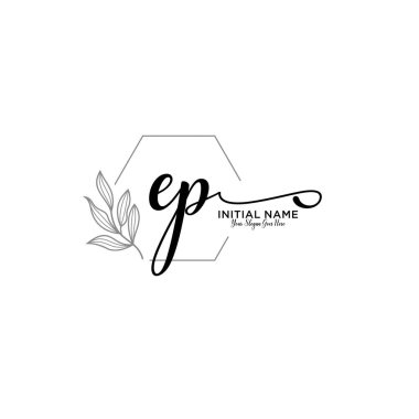 Handwriting Floral Initial Logo EP with Geometric Frame