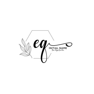 Handwriting Floral Initial Logo EQ with Geometric Frame
