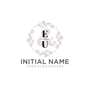 Floral Initial Logo EU with Botanical and Geometric Designs