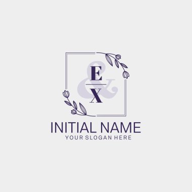 Floral Initial Logo EX with Botanical and Geometric Designs