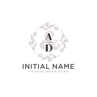 Botanik ve Geometrik Tasarımlı Çiçek Baş Logosu