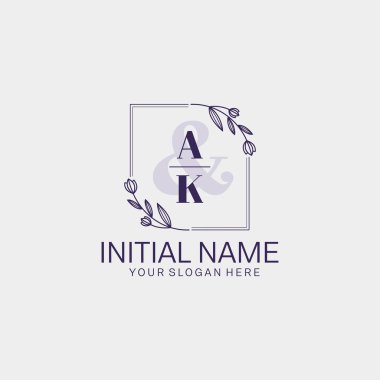 Botanik ve Geometrik Tasarımlı Çiçek Baş Logosu AK