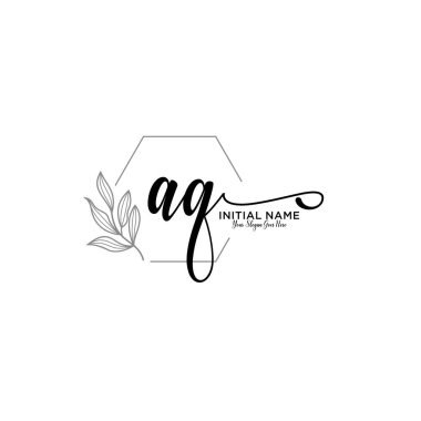 Geometrik Çerçeve ile El Yazısı Çiçek Baş Logosu AQ