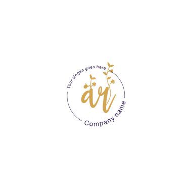 Botanik ve Geometrik Tasarımlı Çiçek Baş Logosu AR