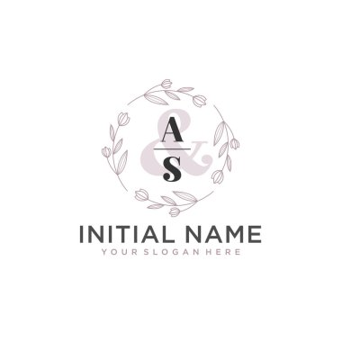 Botanik ve Geometrik Tasarımlı Çiçek Baş Logosu AS