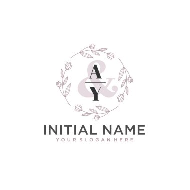 Botanik ve Geometrik Tasarımlı Çiçeksel Logo AY