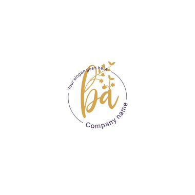 Botanik ve Geometrik Tasarımlı Çiçek Baş Logosu BA