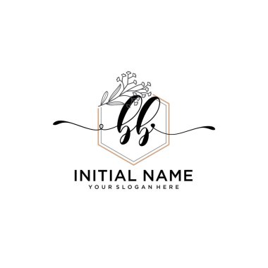 Geometrik Çerçeveli El Yazısı Çiçek Baş Logosu BB