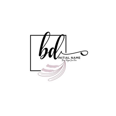 Geometrik Çerçeveli El Yazısı Çiçek Baş Logosu BD