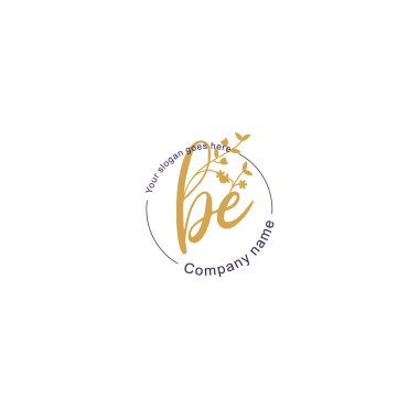 Botanik ve Geometrik Tasarımlı Çiçek Baş Logosu BE