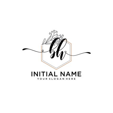 Geometrik Çerçeve ile el yazısı Çiçek Yazısı BH