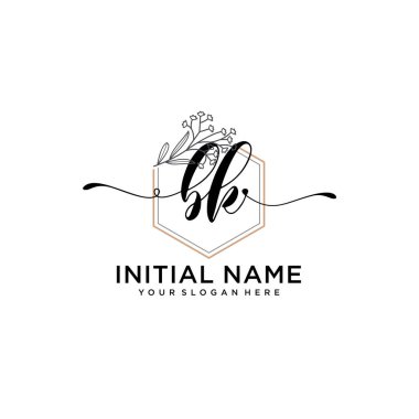 Geometrik Çerçeveli El Yazısı Çiçek Baş Logosu BK