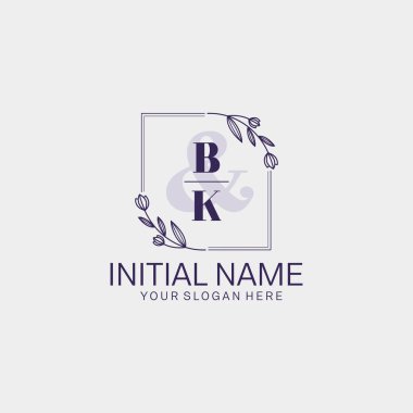 Botanik ve Geometrik Tasarımlı Çiçeksel Logo BK