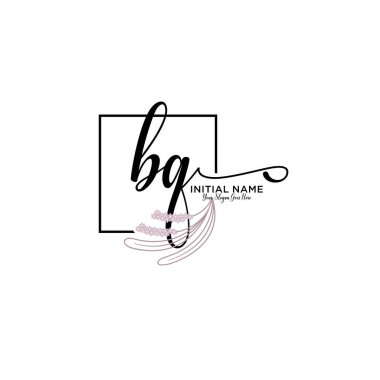 Geometrik Çerçeve ile El Yazısı Çiçek Baş Logosu