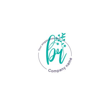 Botanik ve Geometrik Tasarımlı Çiçek Baş Logosu BR