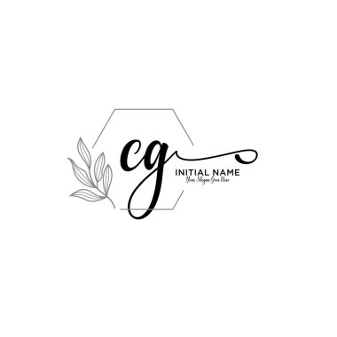 Geometrik Çerçeve ile El Yazısı Çiçek Baş Logosu CG