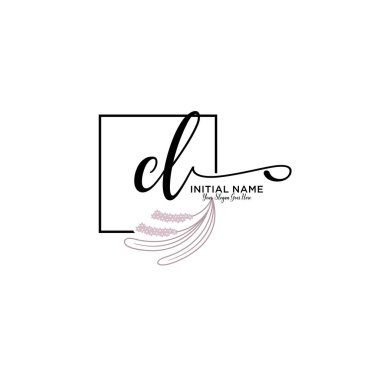 Geometrik Çerçeve ile El Yazısı Çiçek Baş Logosu CL