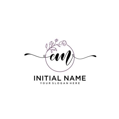 Geometrik Çerçeveli El Yazısı Çiçek Baş Logosu CM