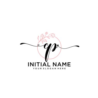 Geometrik Çerçeveli El Yazısı Çiçek Baş Logosu