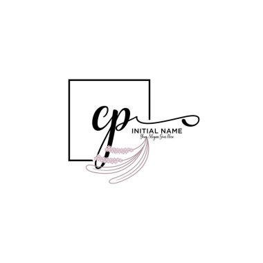 Geometrik Çerçeveli El Yazısı Çiçek Baş Logosu