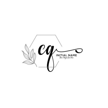 Geometrik Çerçeveli El Yazısı Çiçek Baş Logosu CQ