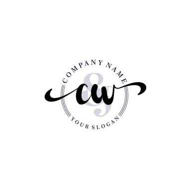 Markalaşma ve İşletme İçin Modern CW El Yazısı Logosu Koleksiyonu