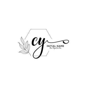 Geometrik Çerçeveli El Yazısı Çiçek Baş Logosu CY