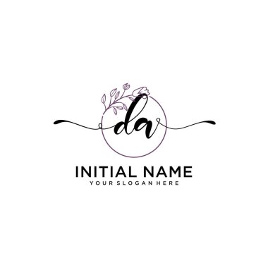 Geometrik Çerçeveli El Yazısı Çiçek Baş Logosu DA