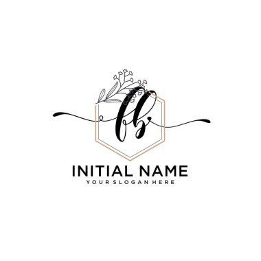 Geometrik Çerçeveli El Yazısı Çiçek Baş Logosu FB