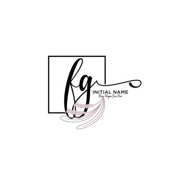 Geometrik Çerçeveli El Yazısı Çiçek Baş Logosu FG