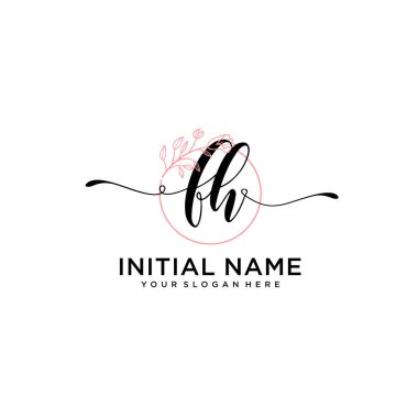 Geometrik Çerçeveli El Yazısı Çiçek Baş Logosu FH