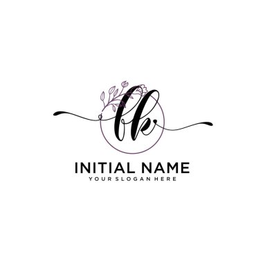 Geometrik Çerçeveli El Yazısı Çiçek Baş Logosu FK