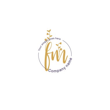 Botanik ve Geometrik Tasarımlı Çiçeksel Logo FM