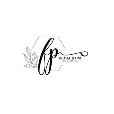 Geometrik Çerçeve ile El Yazısı Çiçek Baş Logosu