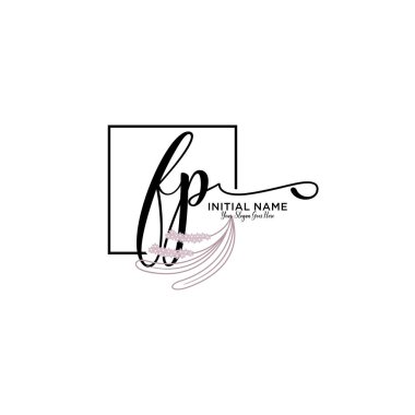 Geometrik Çerçeve ile El Yazısı Çiçek Baş Logosu