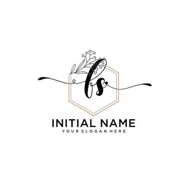 Geometrik Çerçeveli El Yazısı Çiçek Baş Logosu FS