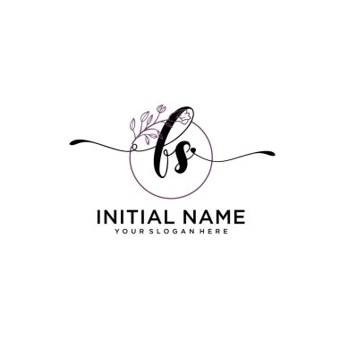 Geometrik Çerçeveli El Yazısı Çiçek Baş Logosu FS