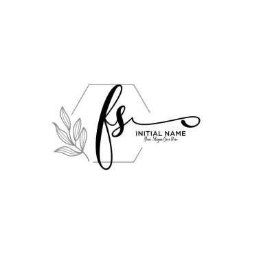 Geometrik Çerçeveli El Yazısı Çiçek Baş Logosu FS