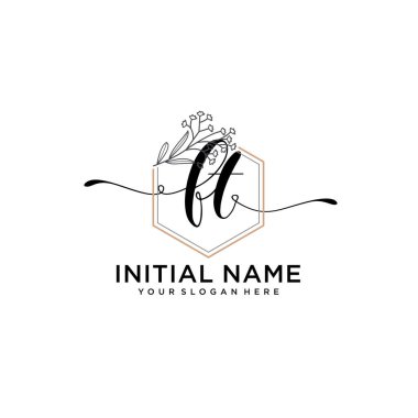 Geometrik Çerçeveli El Yazısı Çiçek Baş Logosu FT